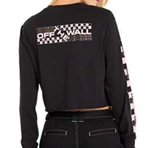 Vans Off The Wall Black Long Sleeve Cropped Tshirt